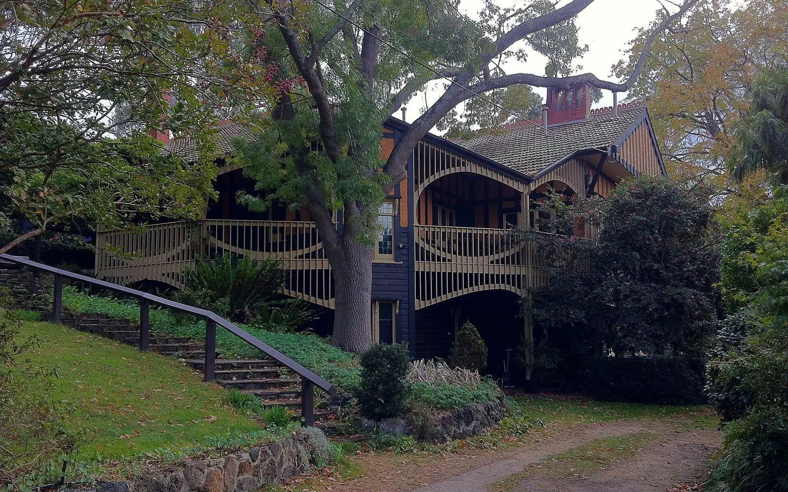 Australian home surrounded by established gardens